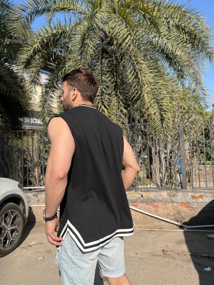 Black Oversized Tapered Vest