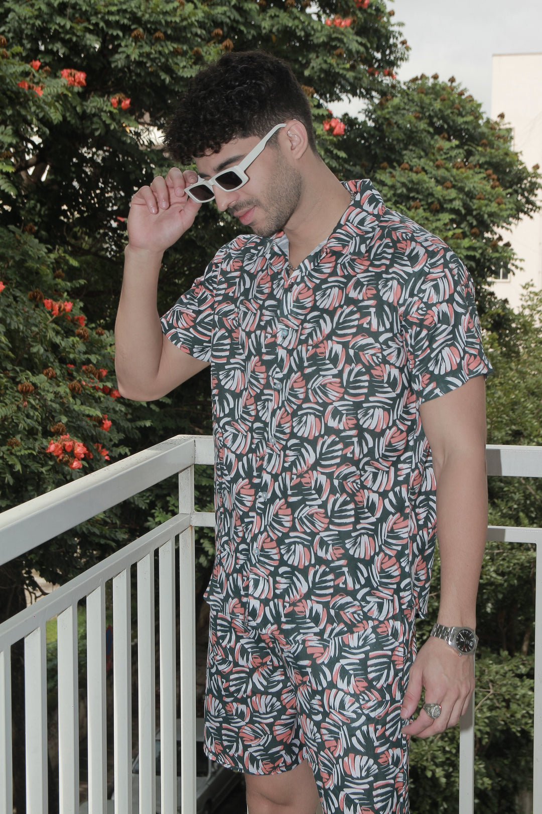Dark Green Floral Rayon Co-Ord
