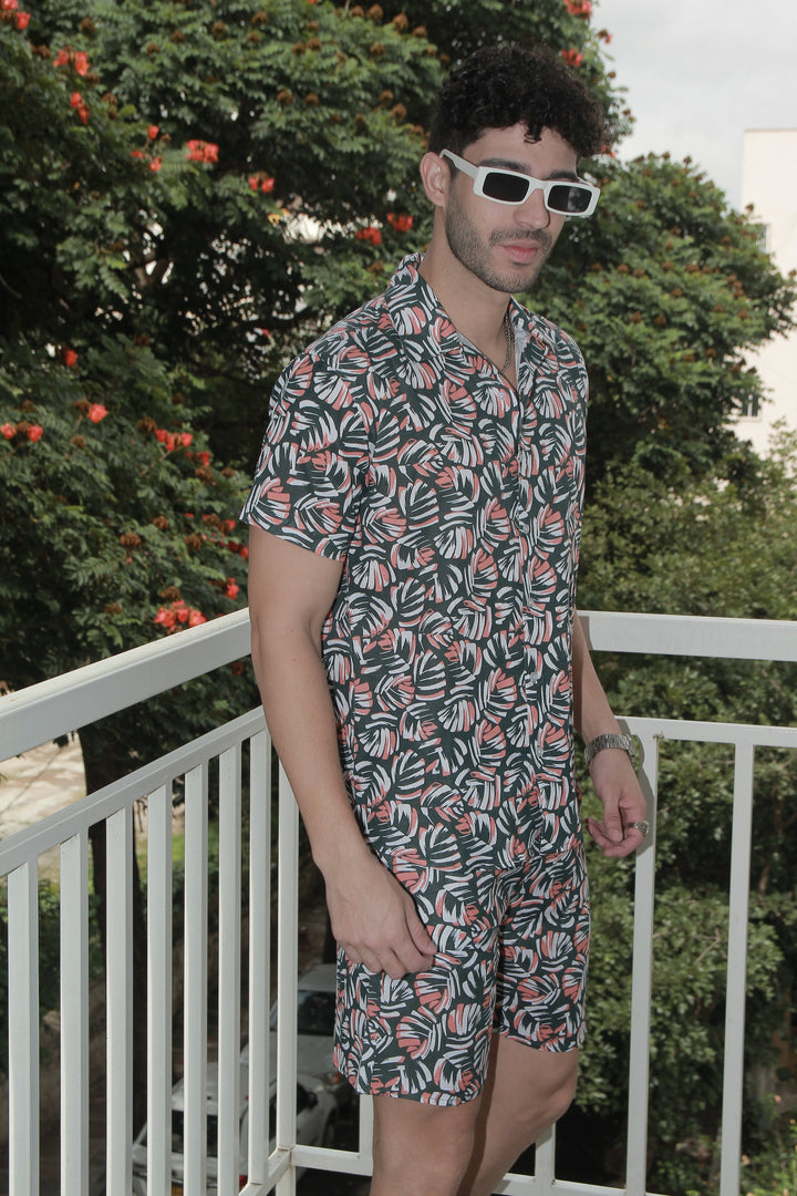 Dark Green Floral Rayon Co-Ord