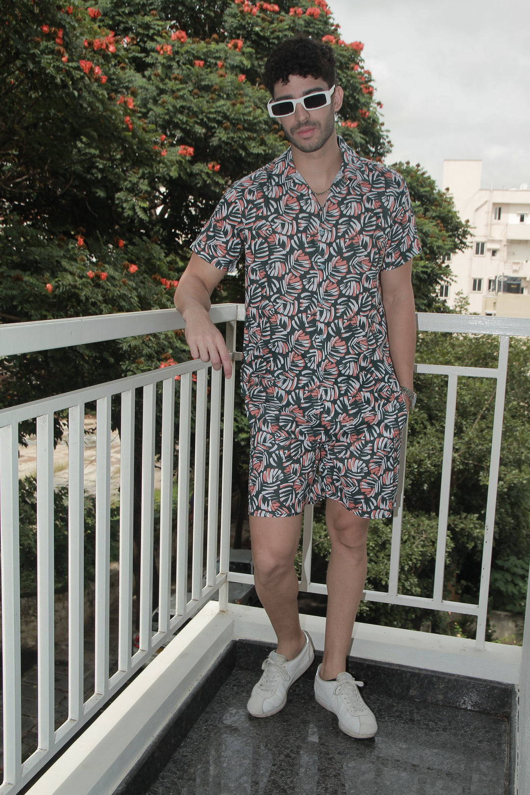 Dark Green Floral Rayon Co-Ord