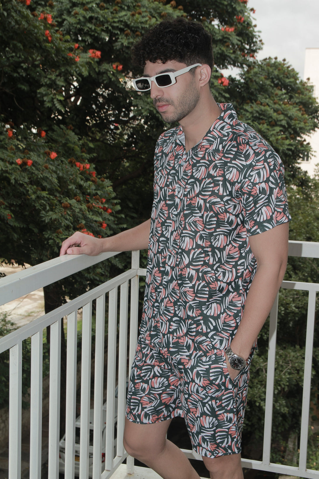 Dark Green Floral Rayon Co-Ord