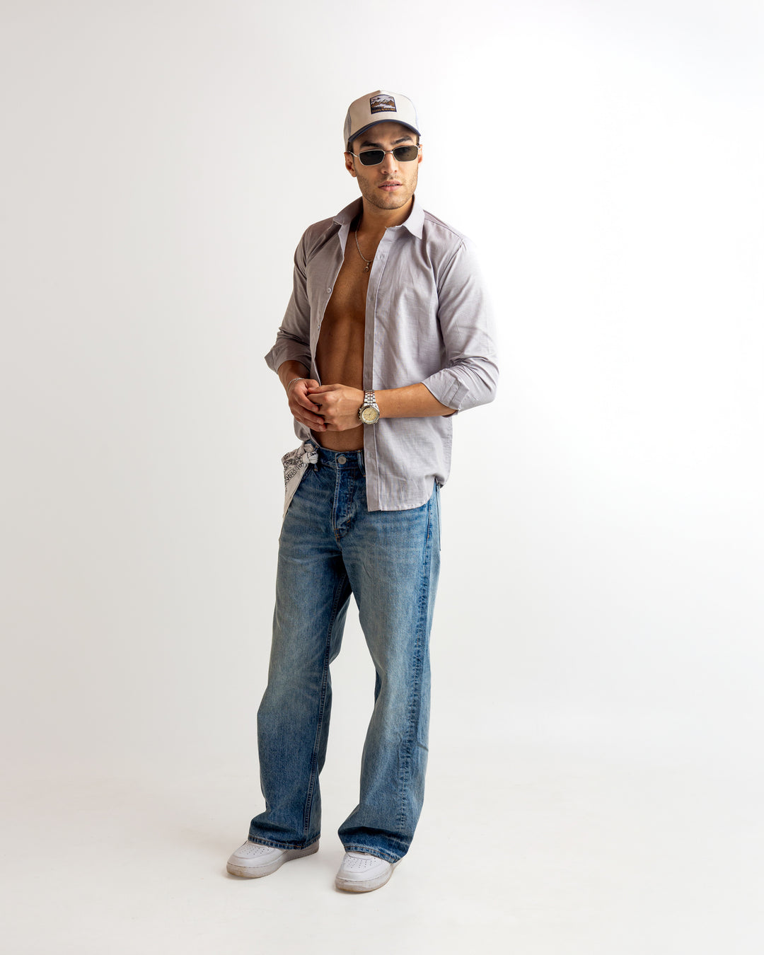 Blue Full Sleeve Linen Blended Shirt