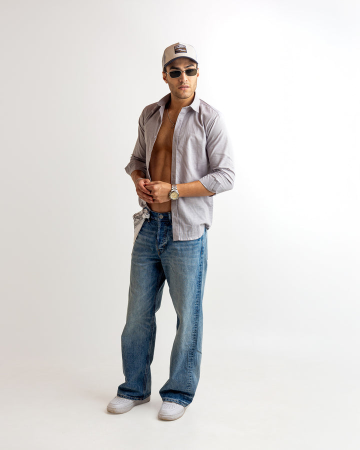 Blue Full Sleeve Linen Blended Shirt