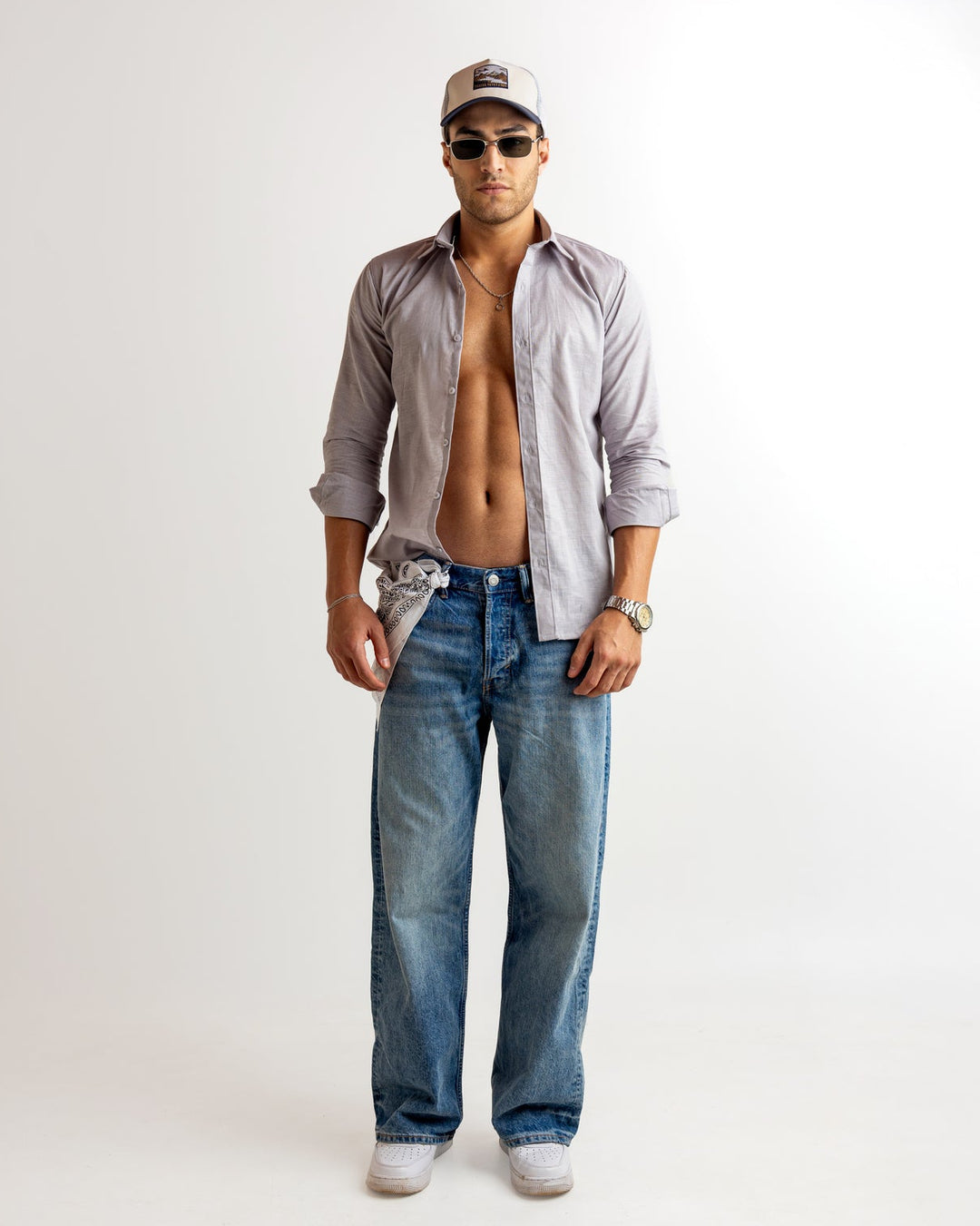 Blue Full Sleeve Linen Blended Shirt