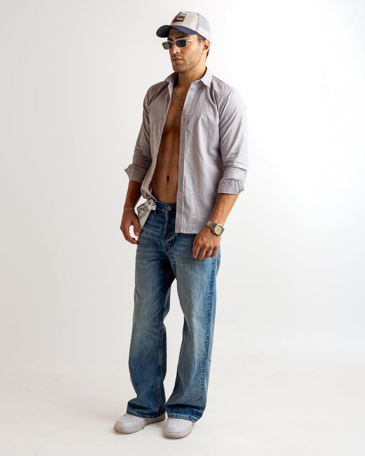 Blue Full Sleeve Linen Blended Shirt