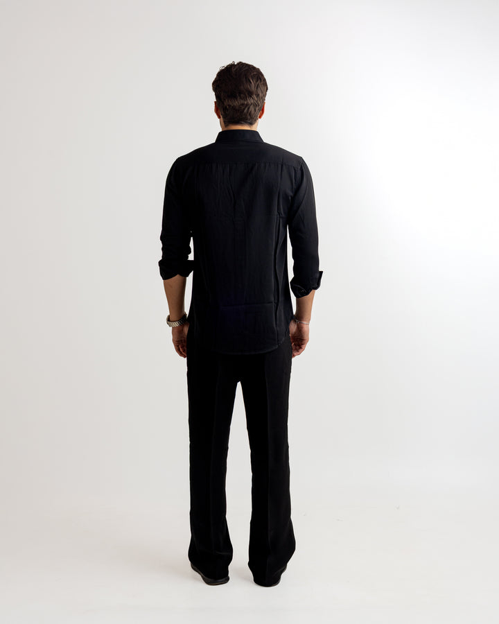 Black Color Bird Embellished Shirt