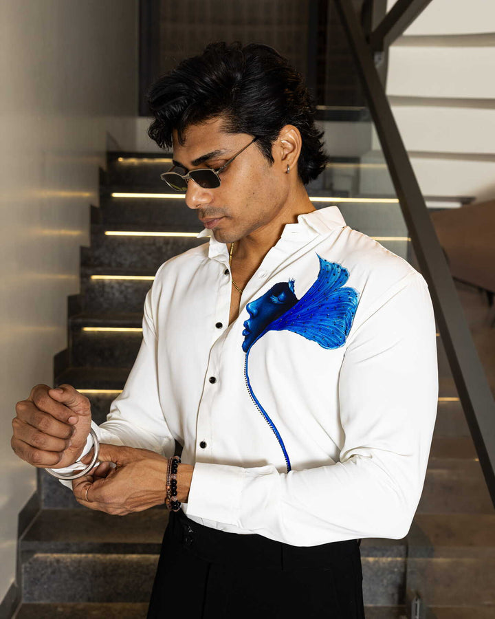 White Antique Embellished Shirt