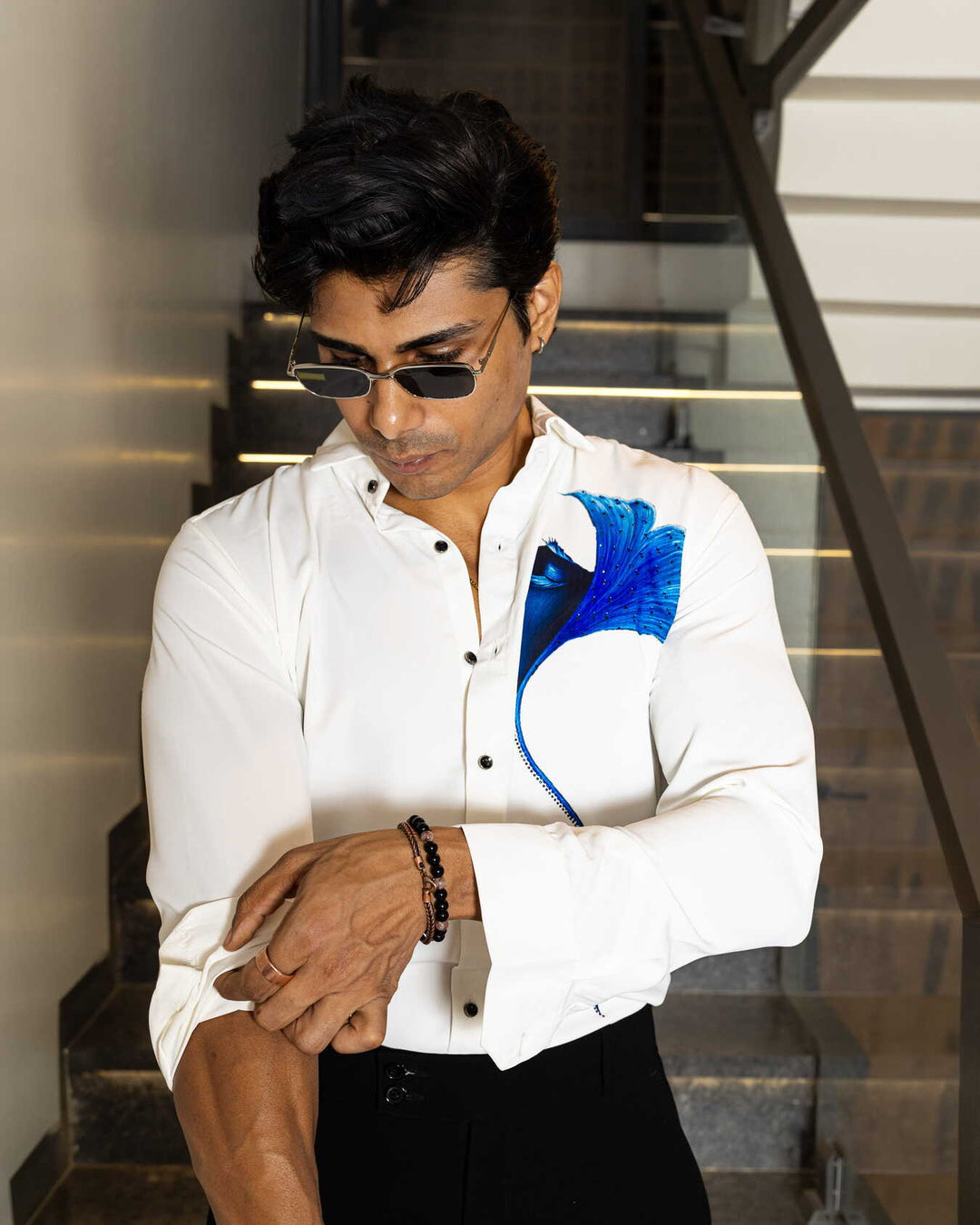 White Antique Embellished Shirt