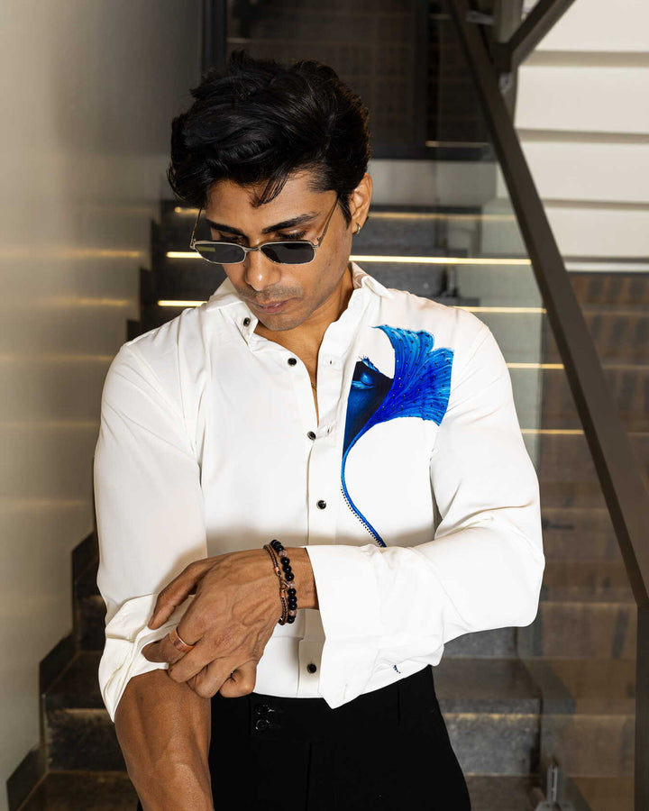 White Antique Embellished Shirt