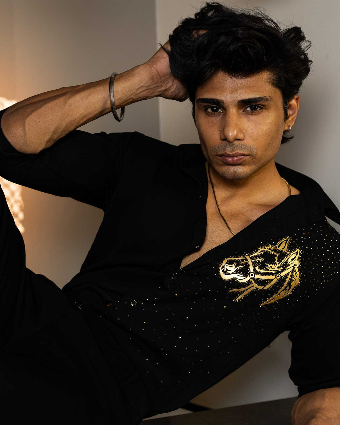 Black Color Horse Embellished Shirt