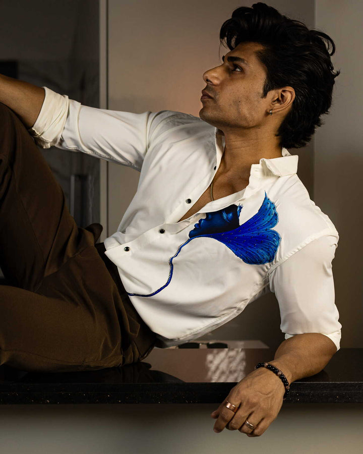 White Antique Embellished Shirt