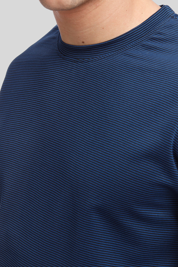 Teal Blue Self Design Oversized T-Shirt