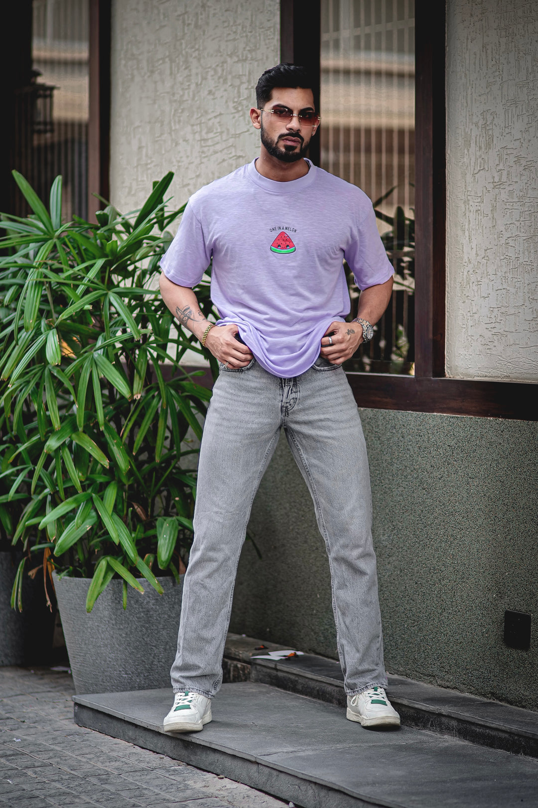 Lavender "ONE IN A MELON" Oversized Cotton T-Shirt