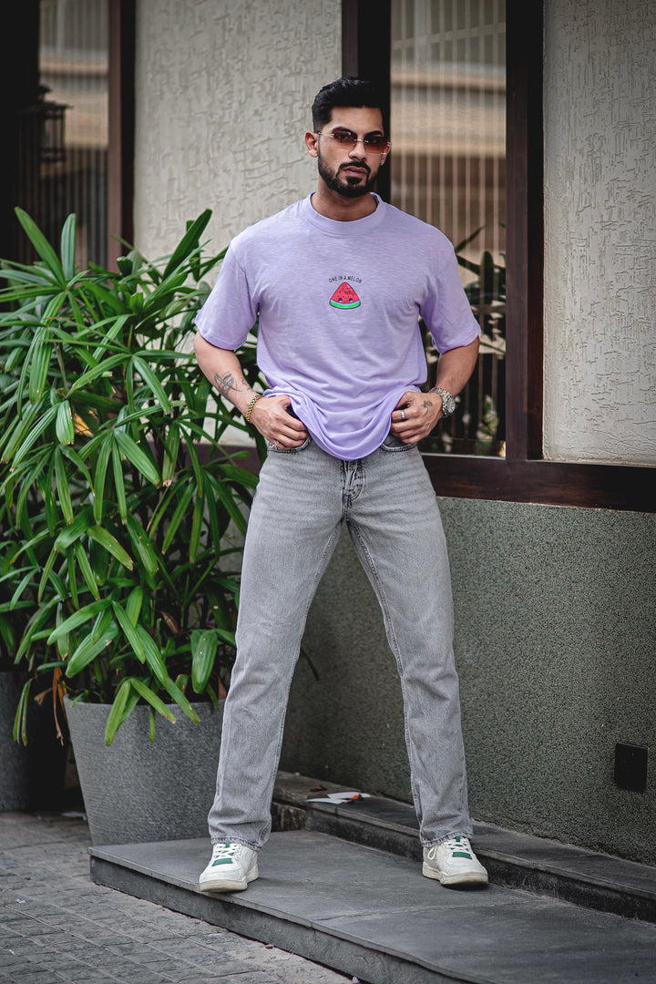 Lavender "ONE IN A MELON" Oversized Cotton T-Shirt