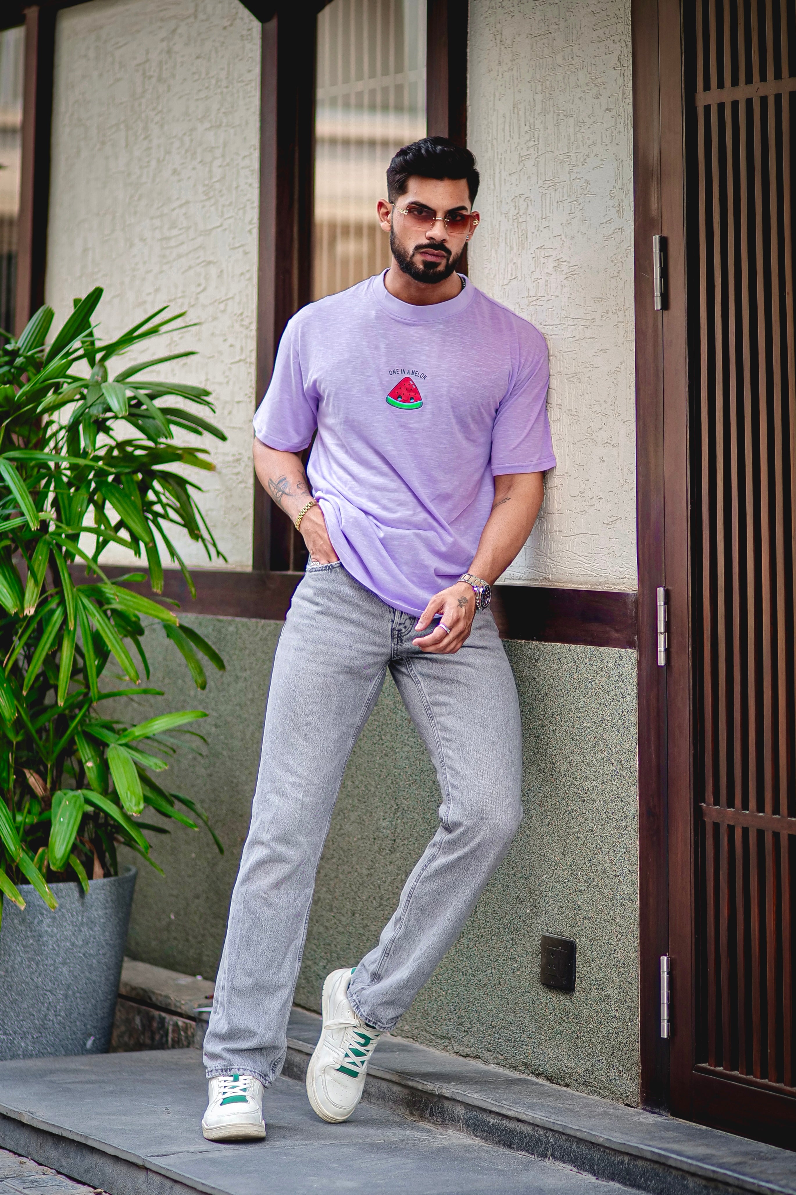Lavender "ONE IN A MELON" Oversized Cotton T-Shirt