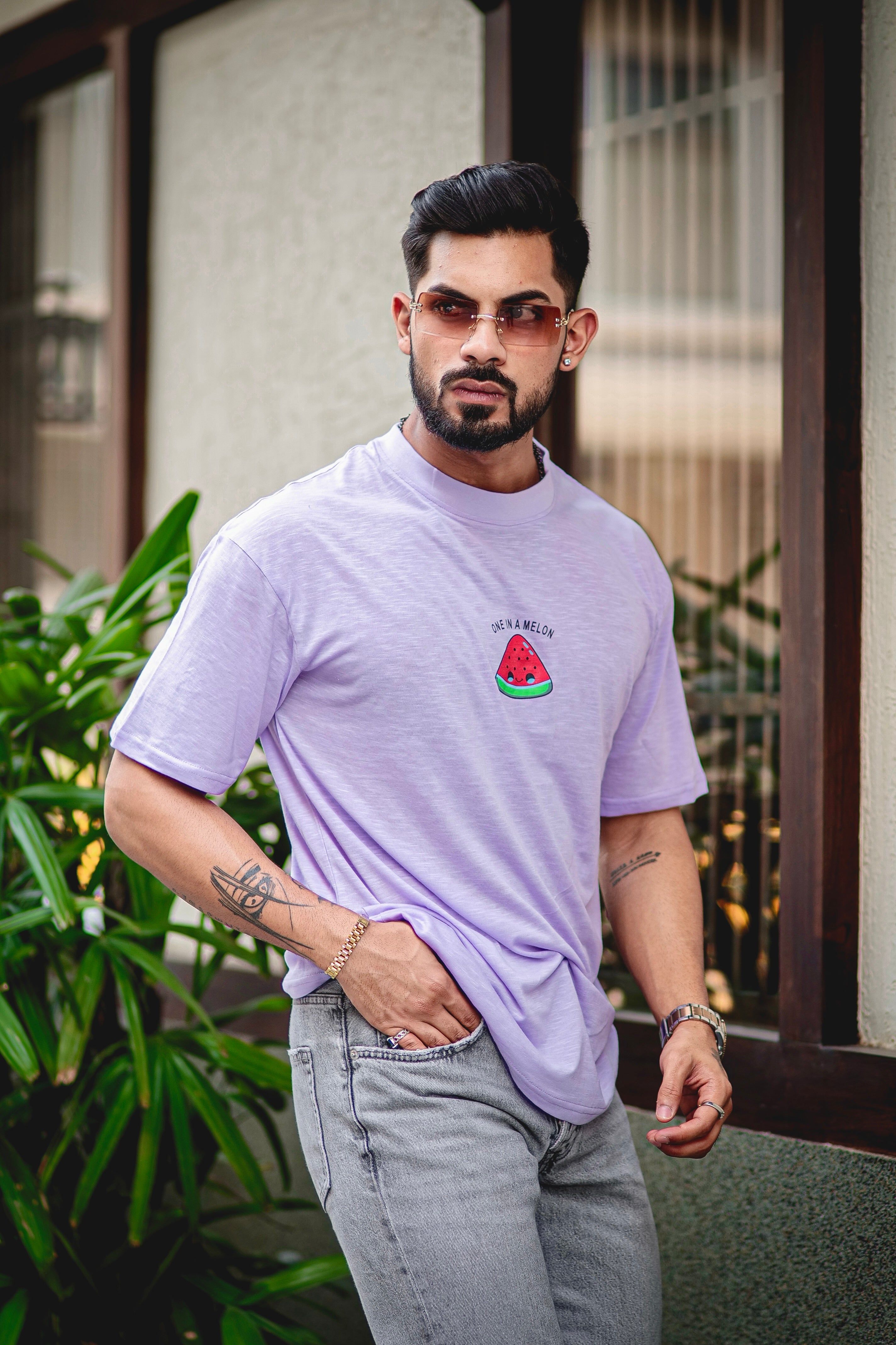 Lavender "ONE IN A MELON" Oversized Cotton T-Shirt