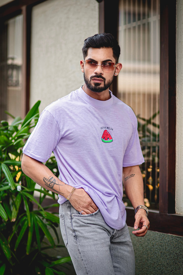 Lavender "ONE IN A MELON" Oversized Cotton T-Shirt