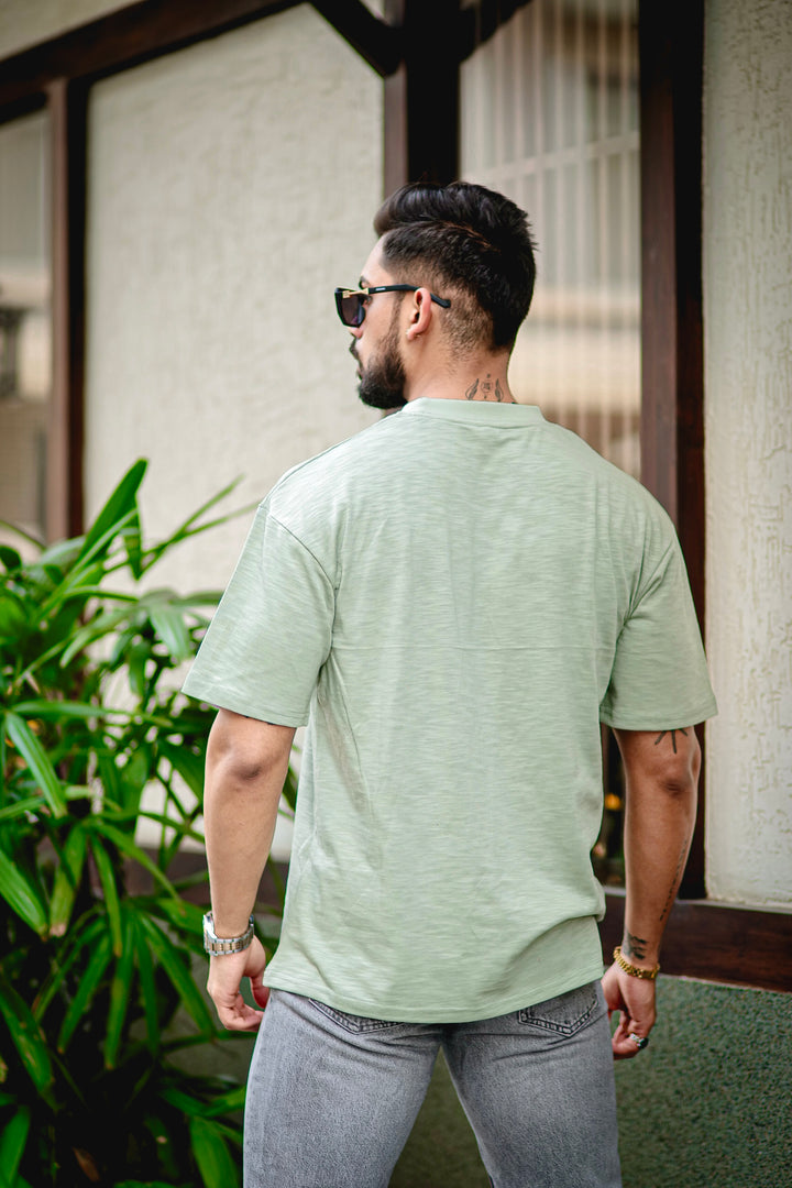 Green "Pop Corn" Oversized Cotton T-Shirt