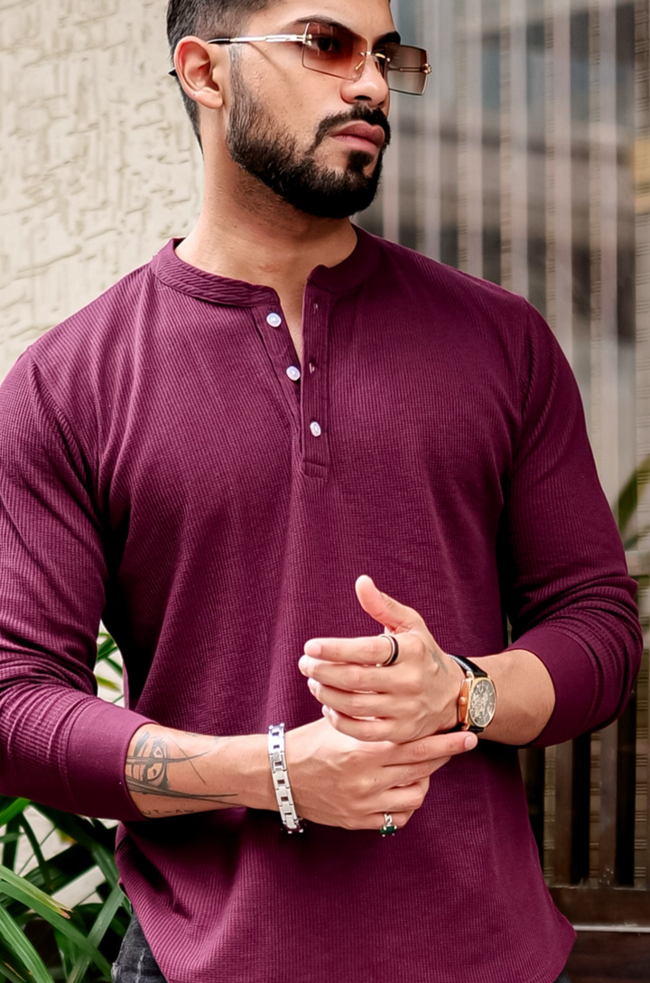 WINE WAFFLE HENLEY T-SHIRT