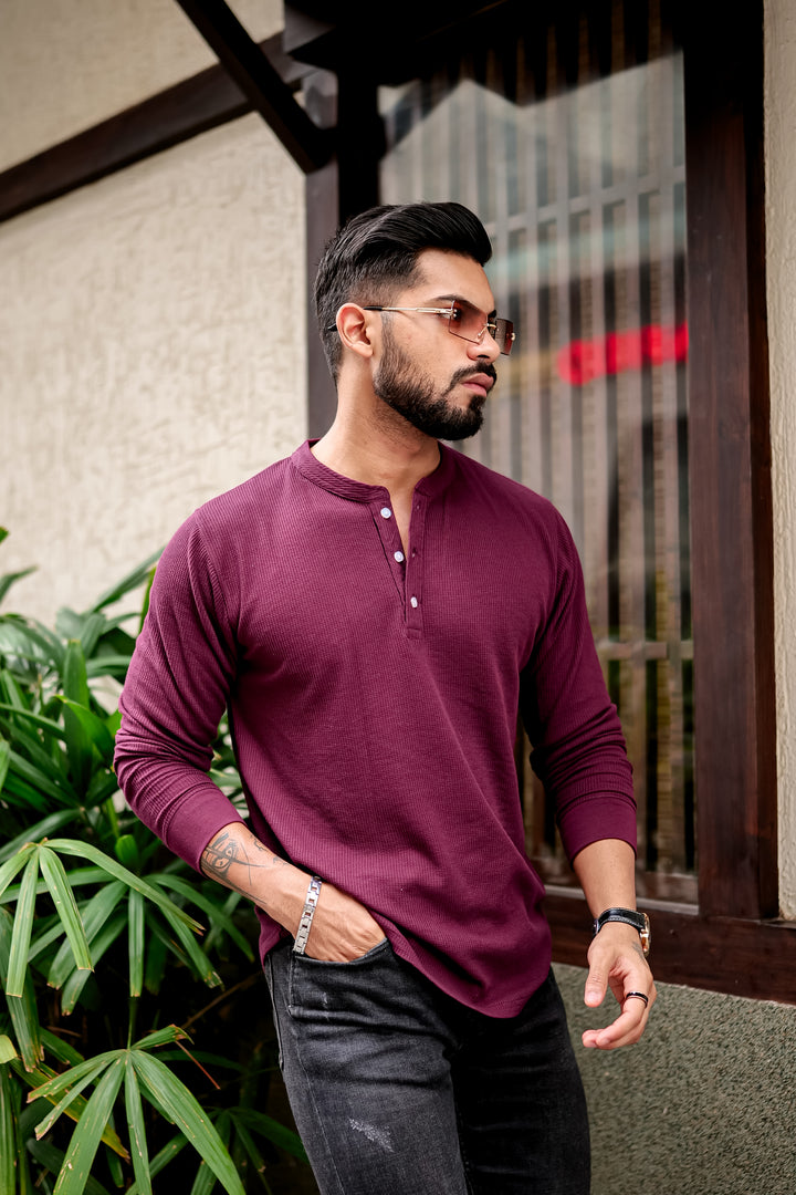 WINE WAFFLE HENLEY T-SHIRT
