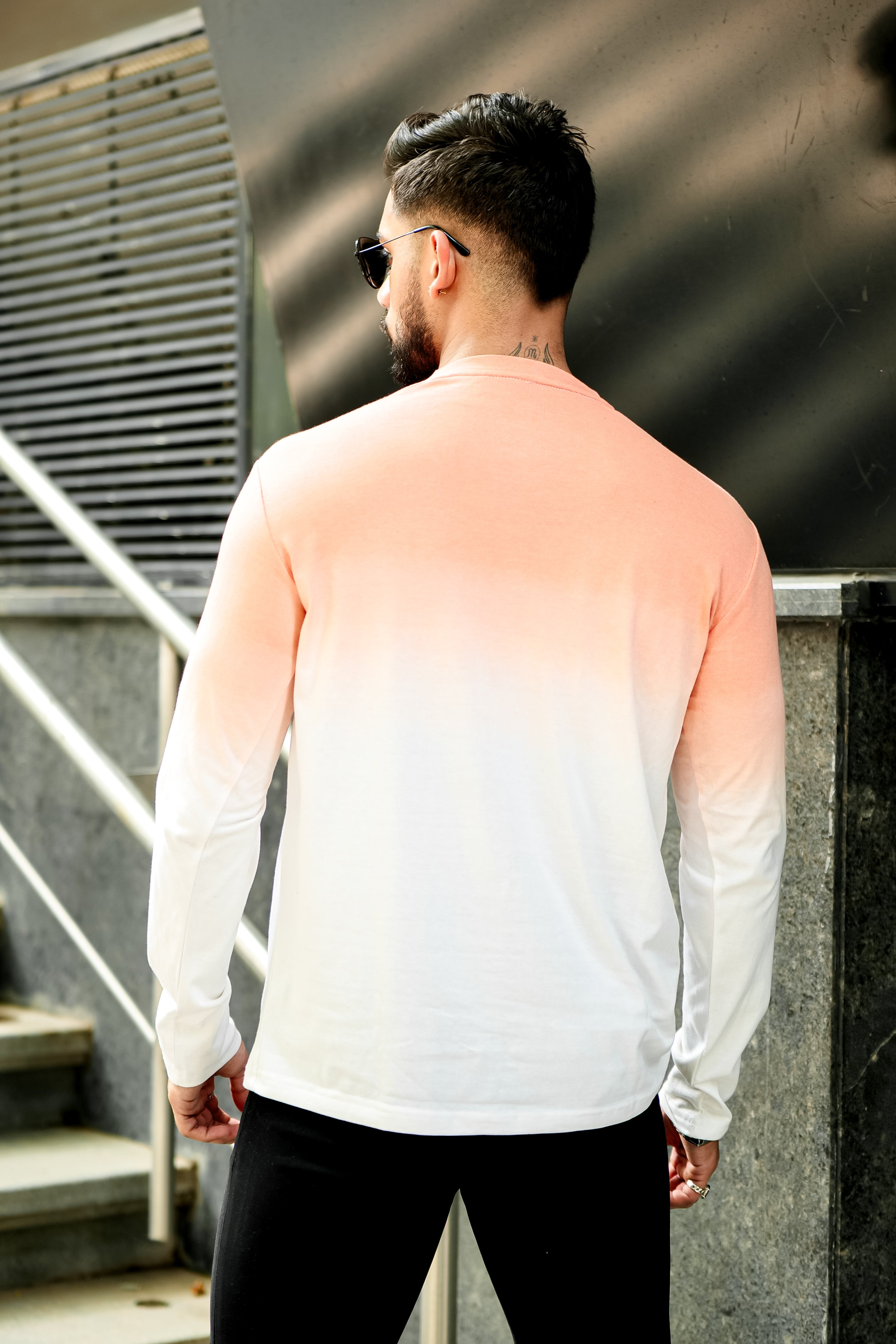 Coral Ombre Dyed Henley T-Shirt