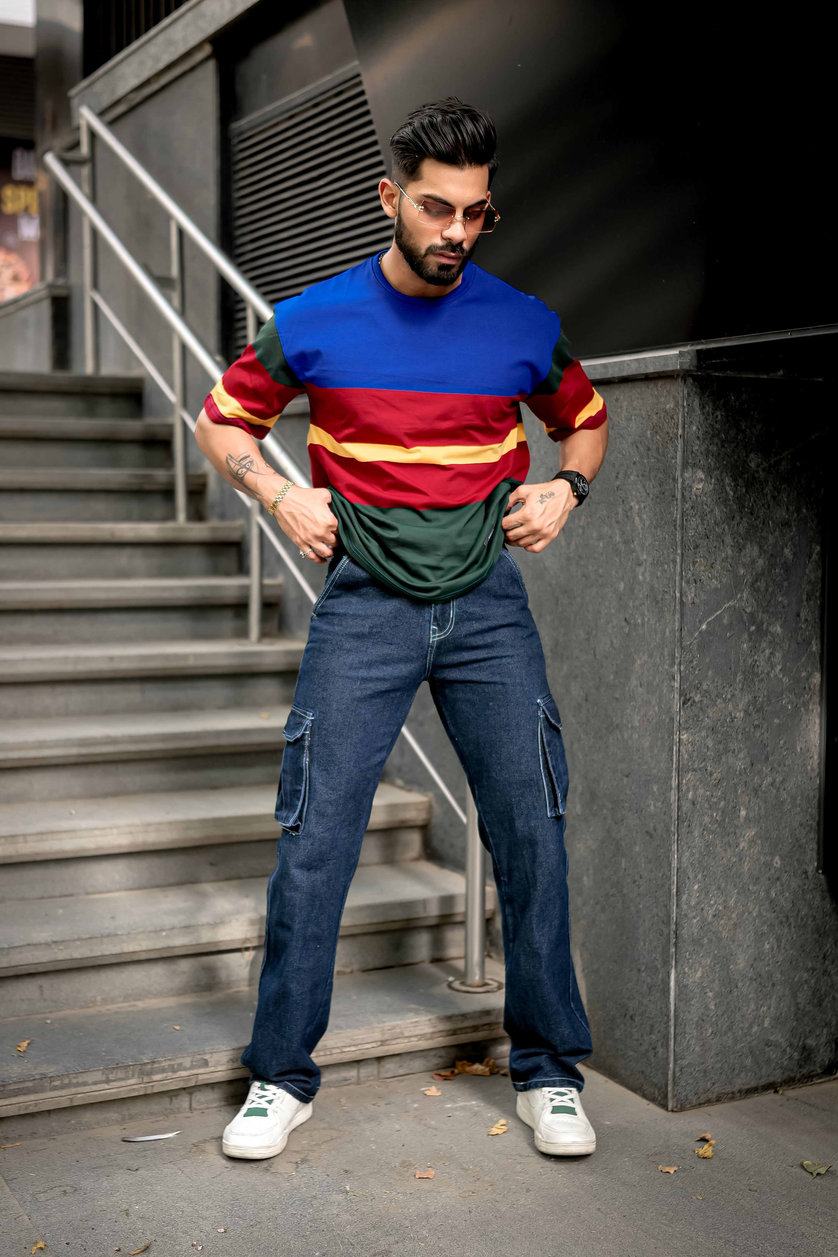 Multi Color Block Oversized T-Shirt