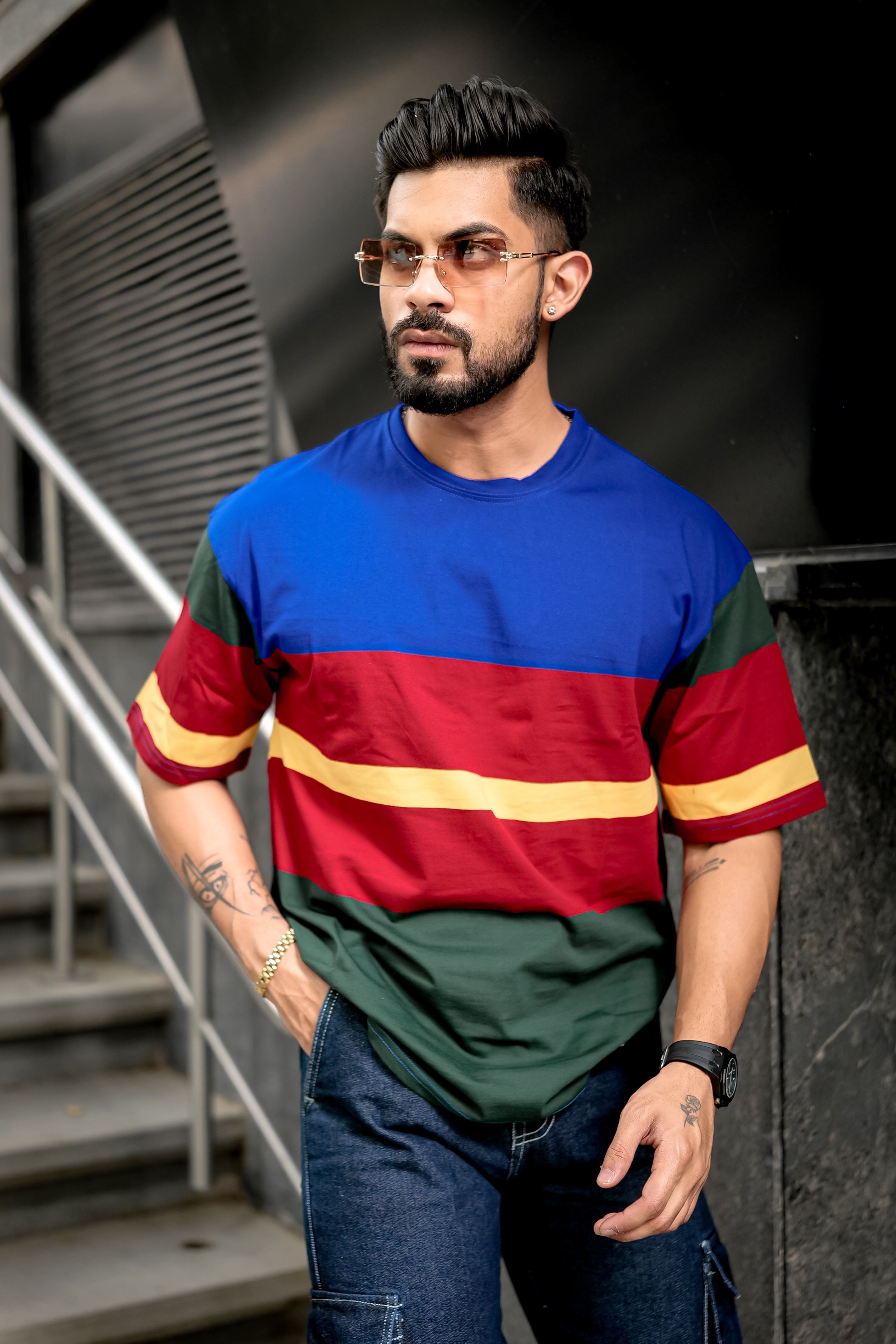 Multi Color Block Oversized T-Shirt