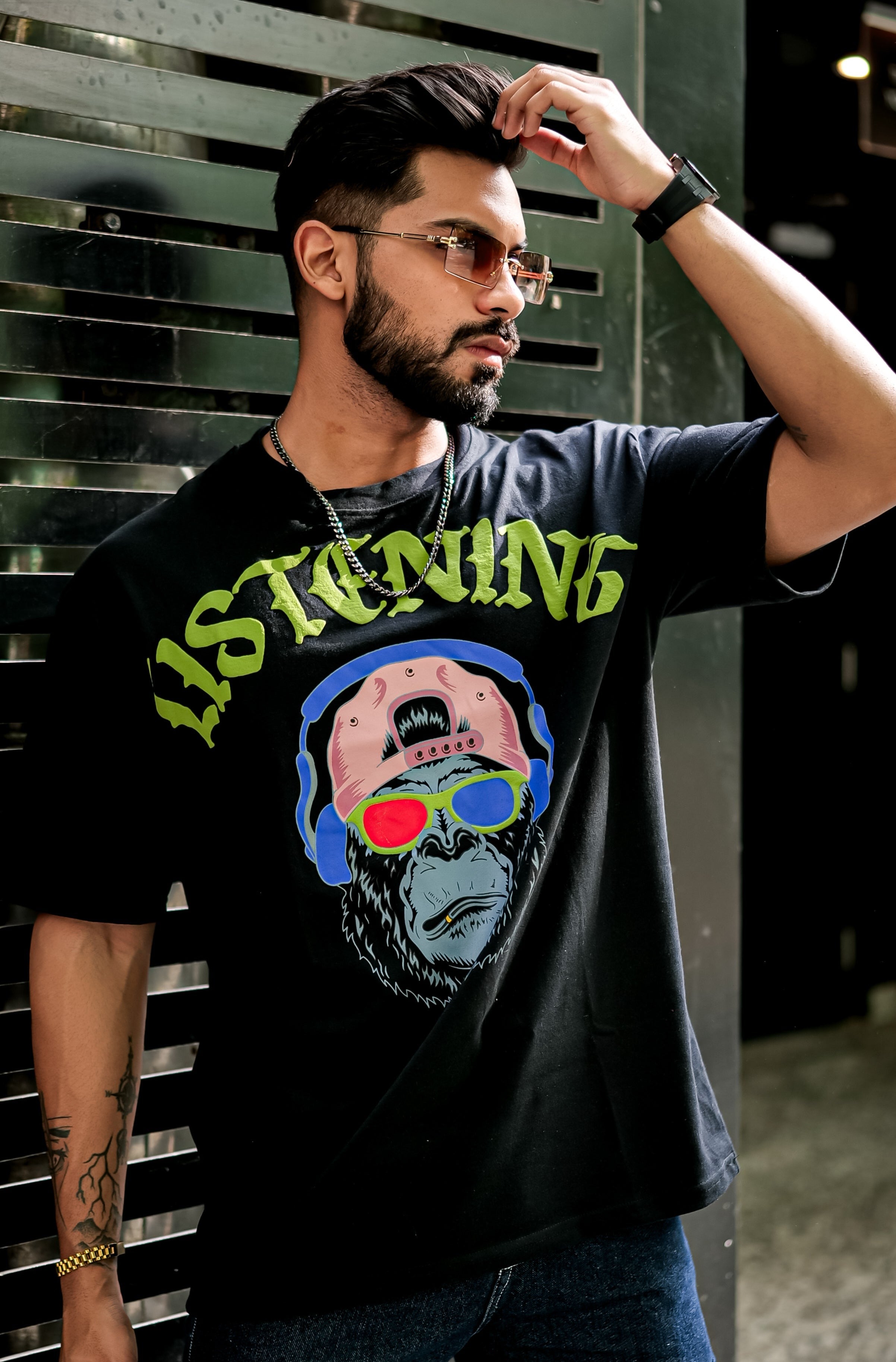 Black Oversized Printed T-Shirt