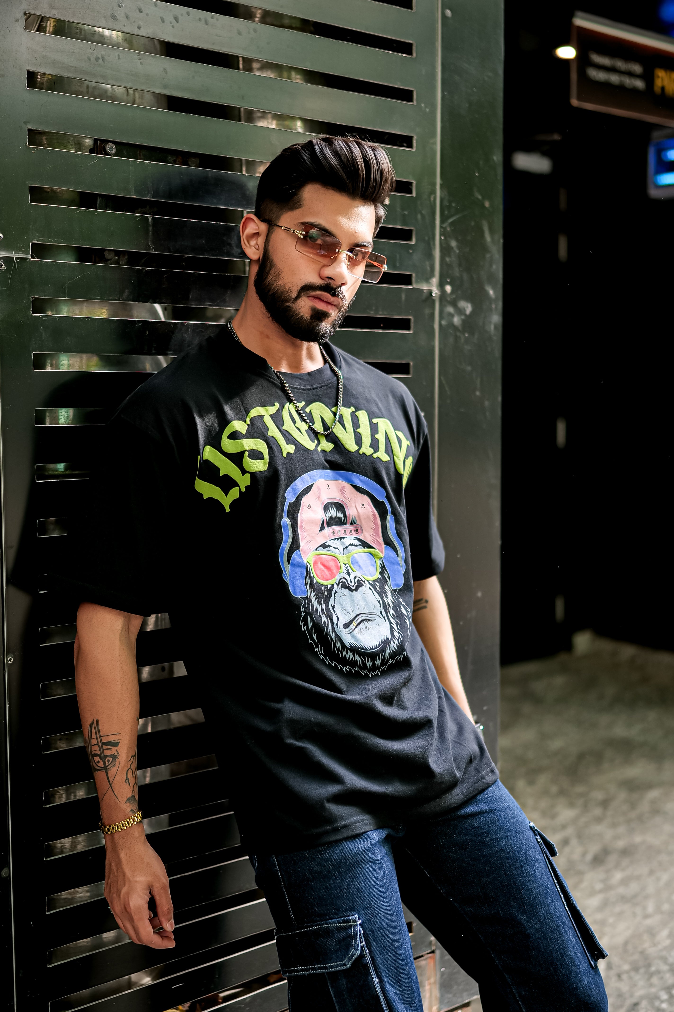 Black Oversized Printed T-Shirt