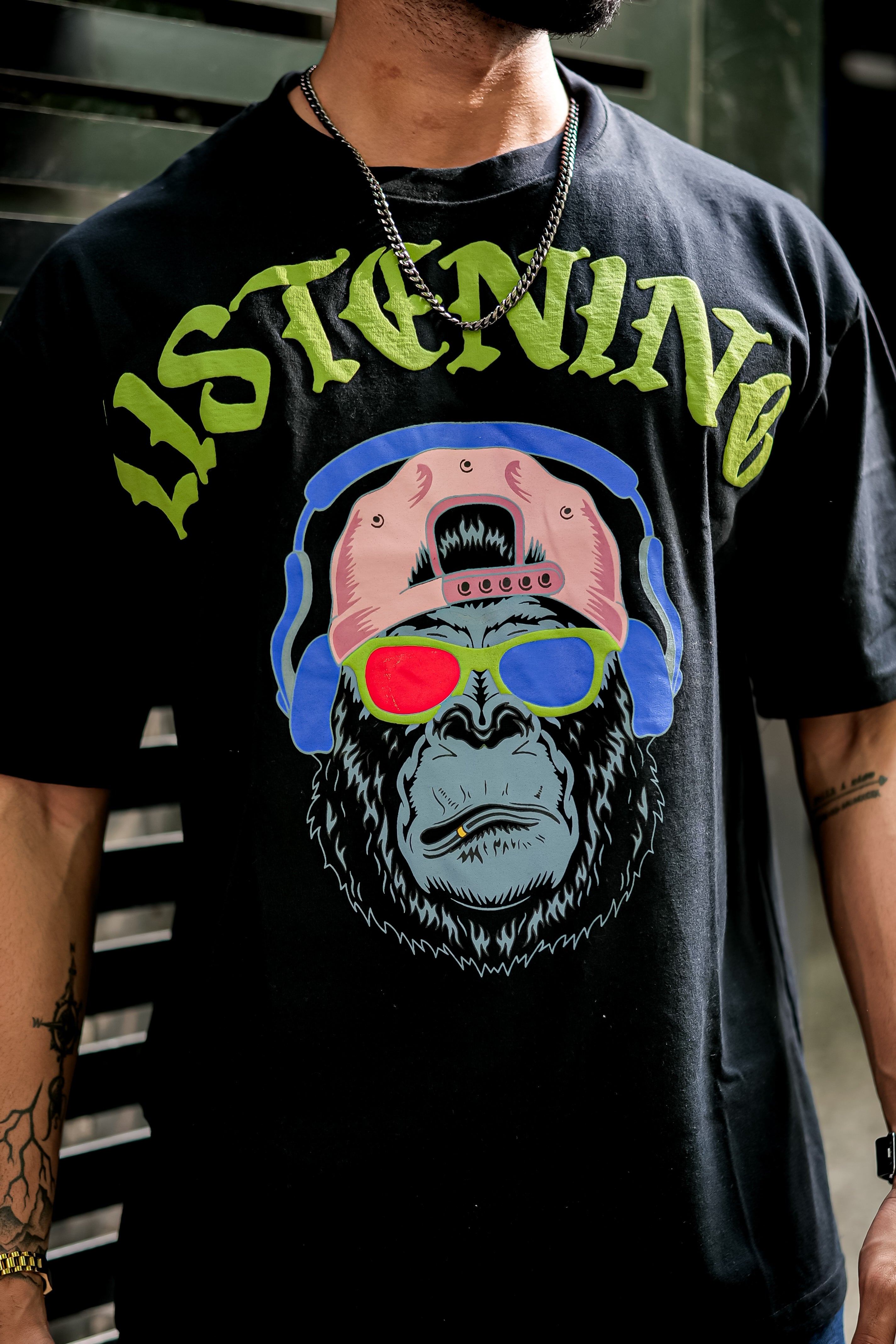 Black Oversized Printed T-Shirt