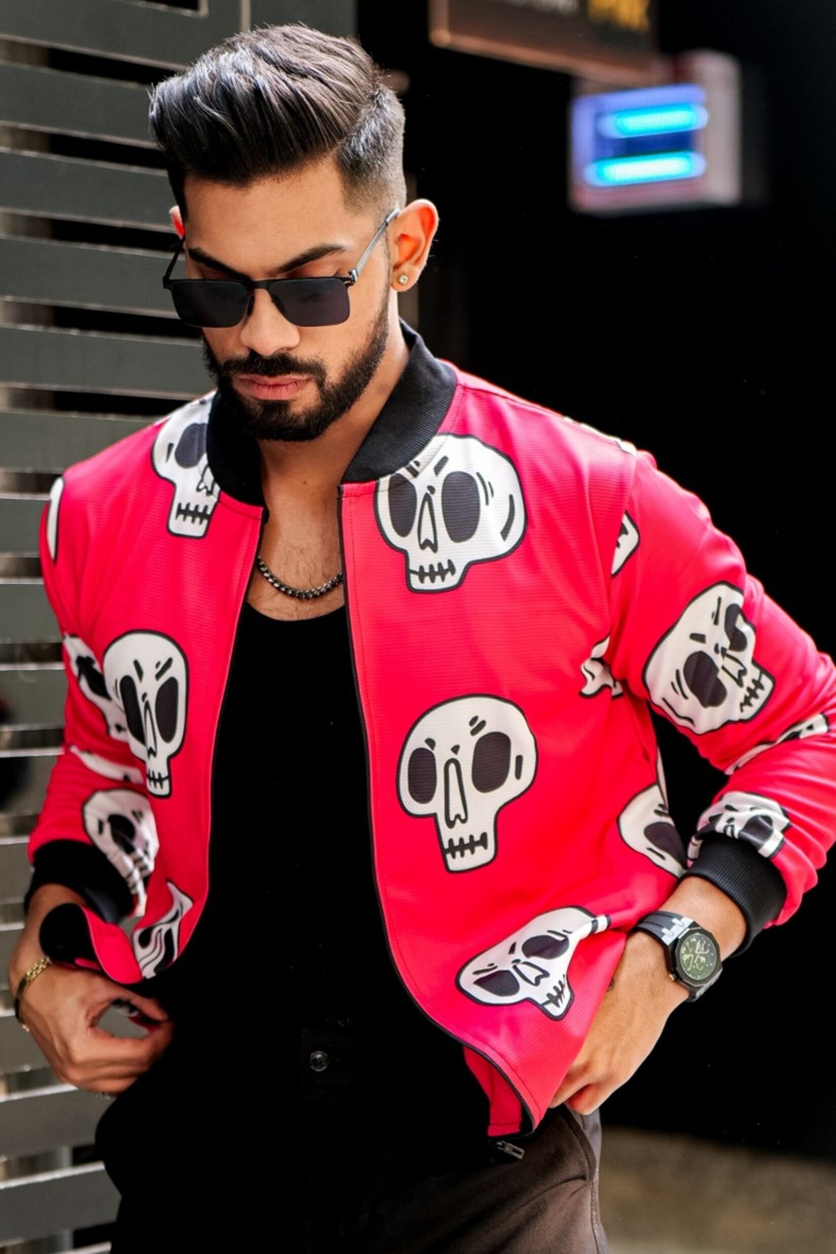 Red White "Skeleton" Bomber Jacket