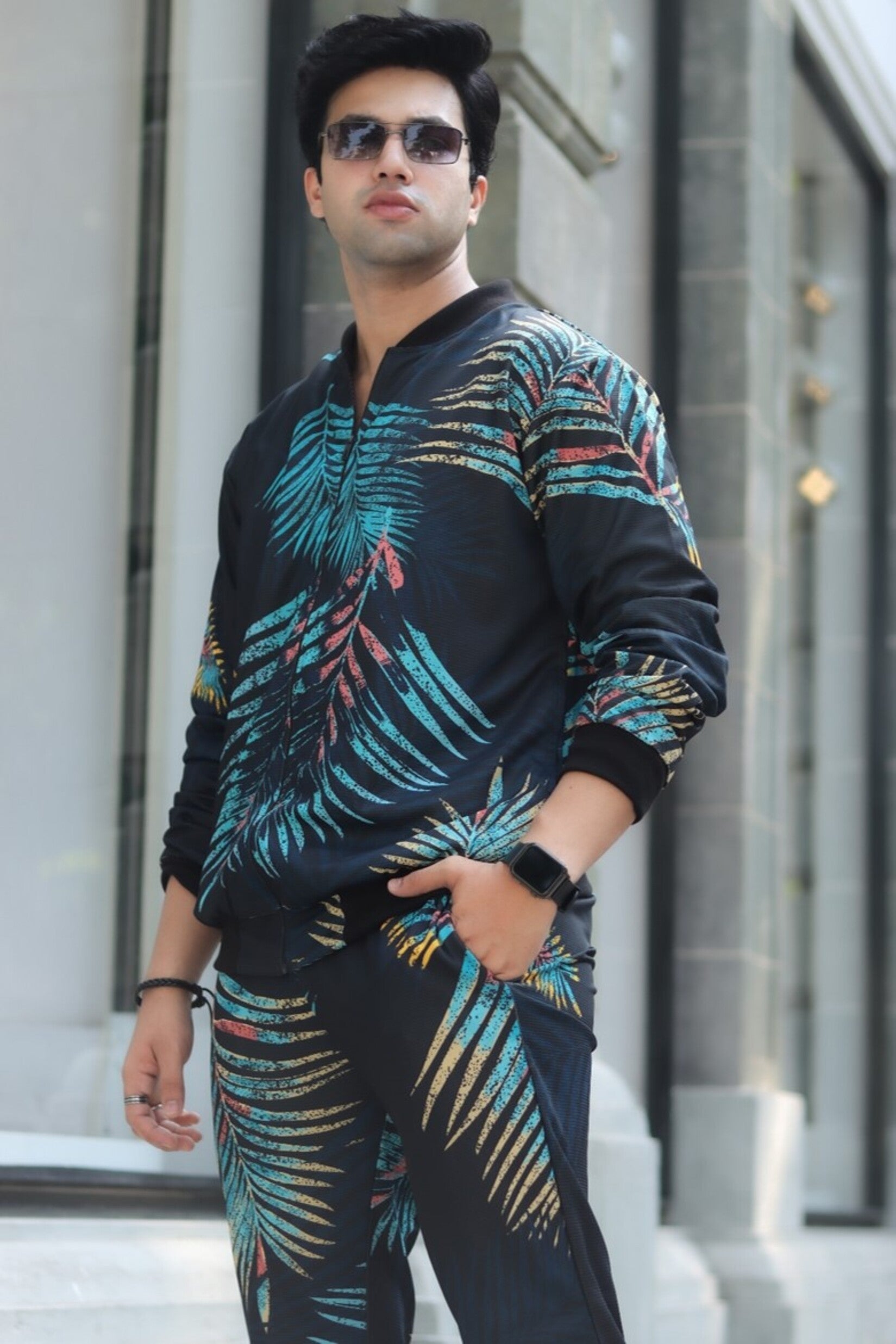 Digital Printed Floral Navy Tracksuit Co-Ords