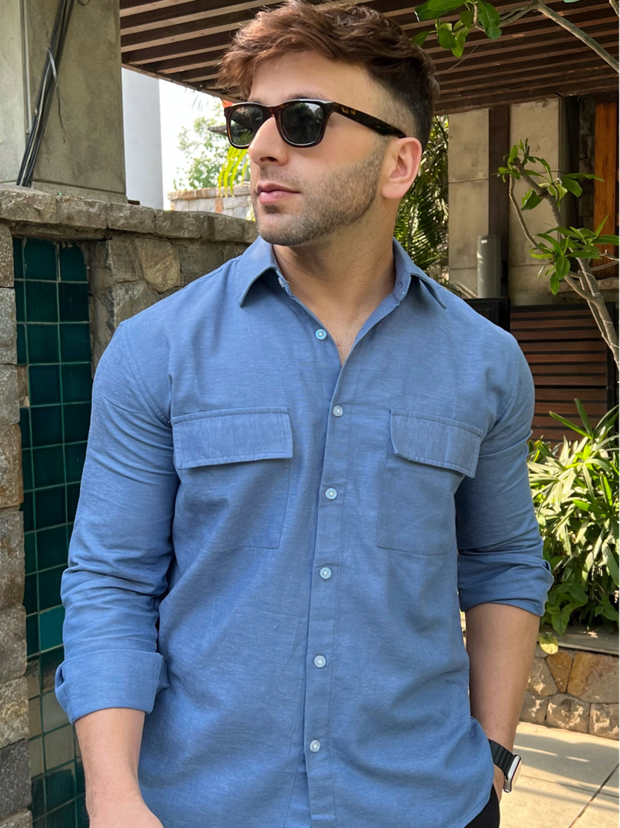 Blue Double Pocket Shirt