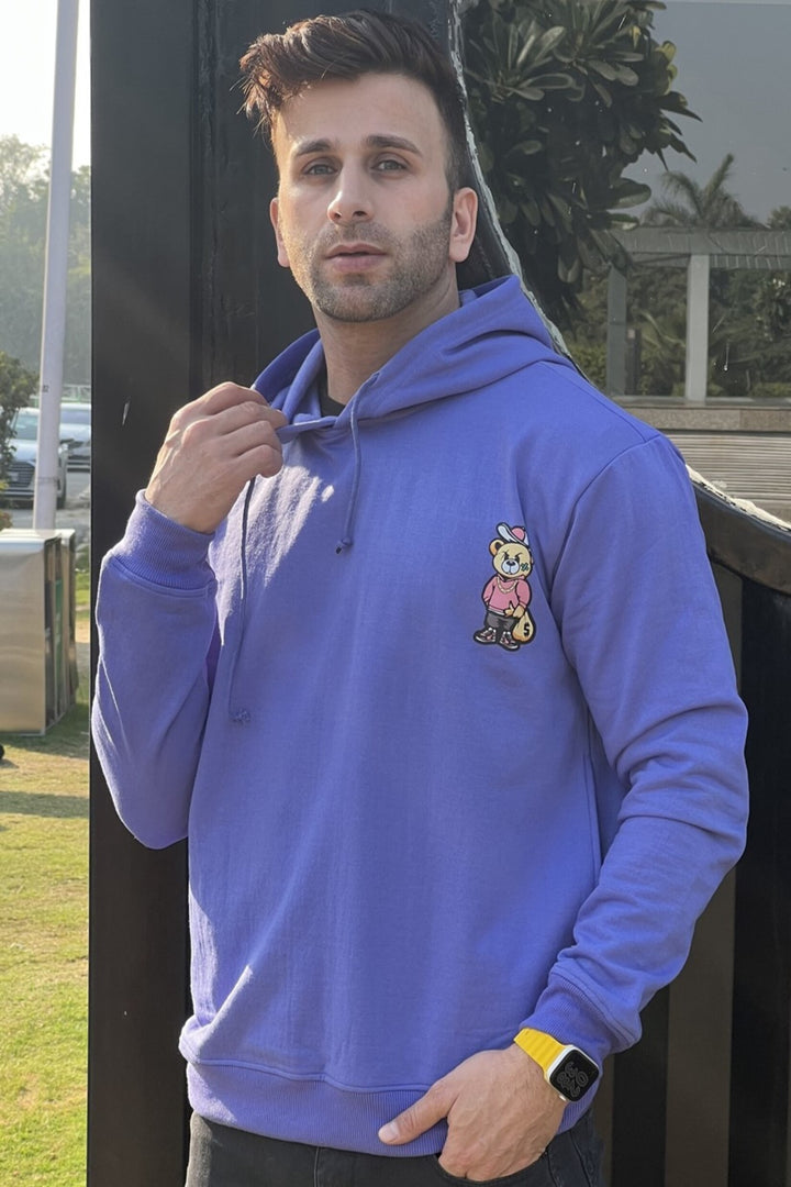 "Bear" Full Sleeve Blue Hoodie