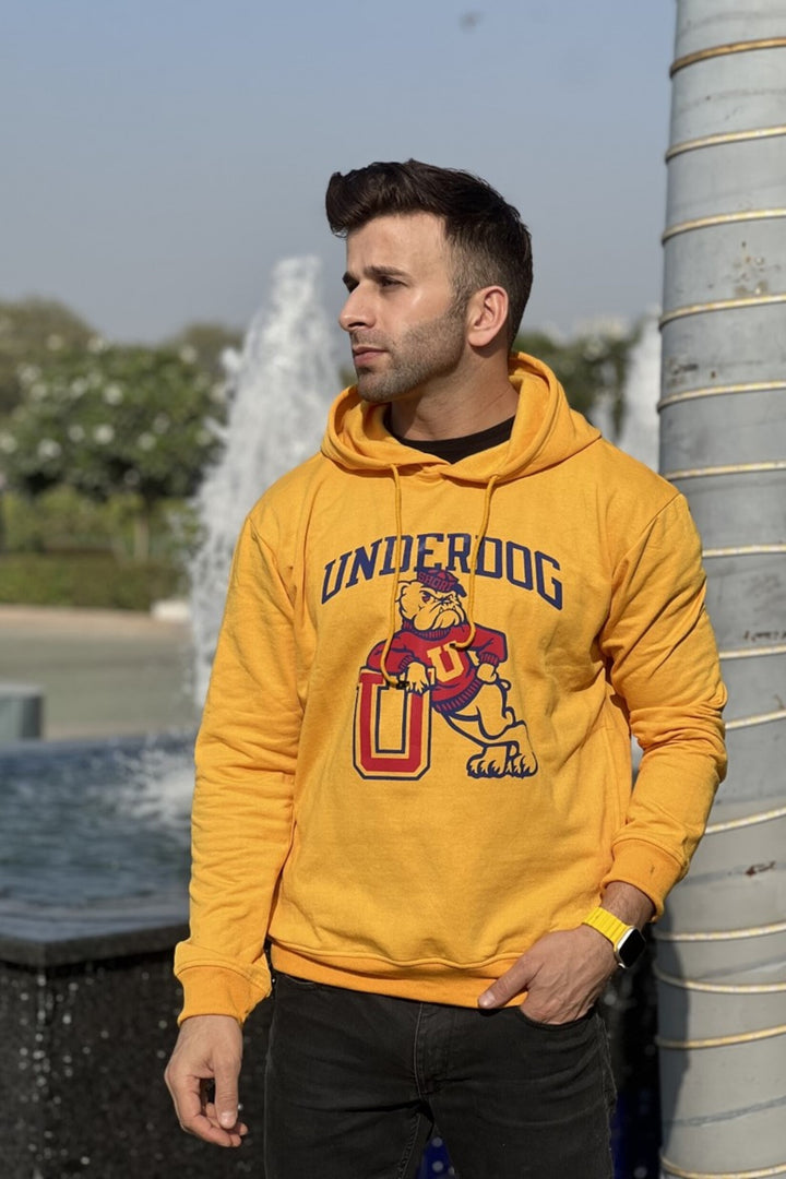 "UnderDog" Yellow Fleece Hoodie