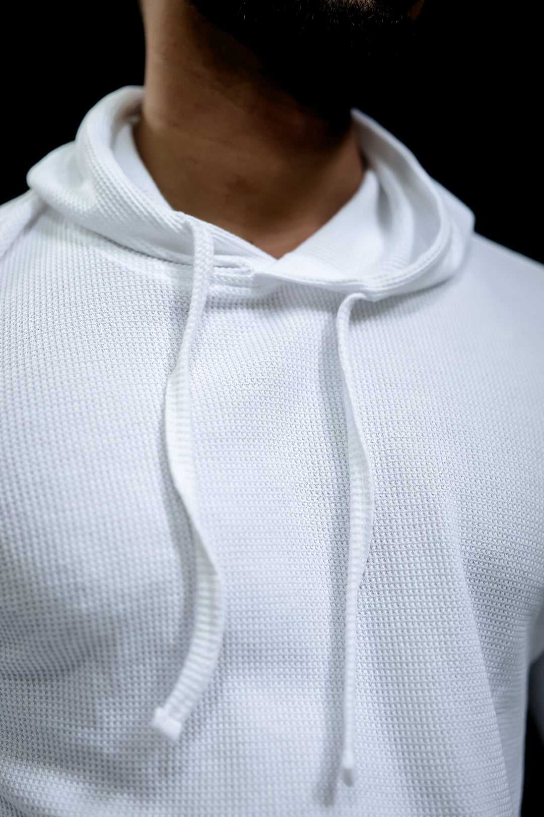 White Waffle Hooded T-Shirt