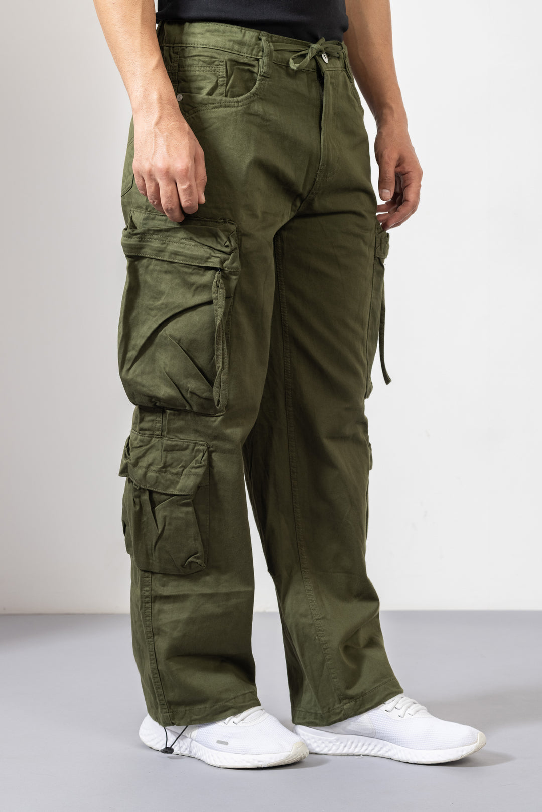 Olive Green Men Cotton Cargo Pant