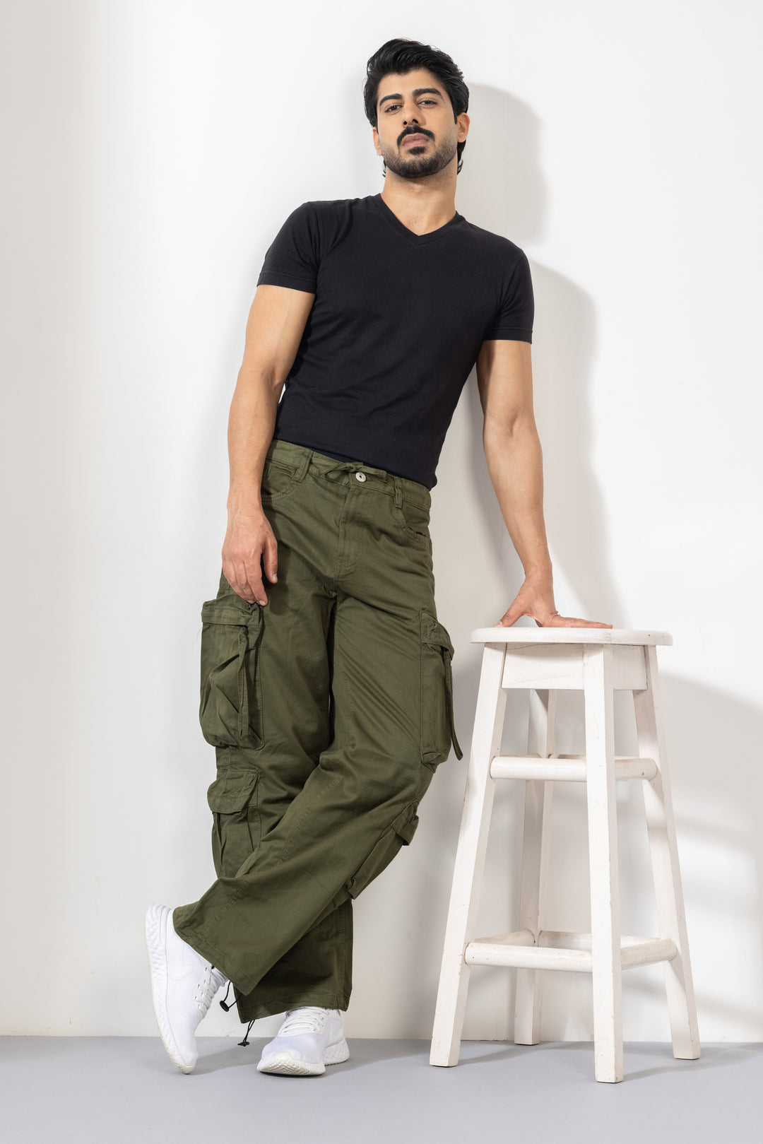 Olive Green Men Cotton Cargo Pant