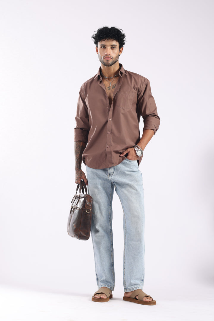 Brown Full Sleeve Casual Shirt
