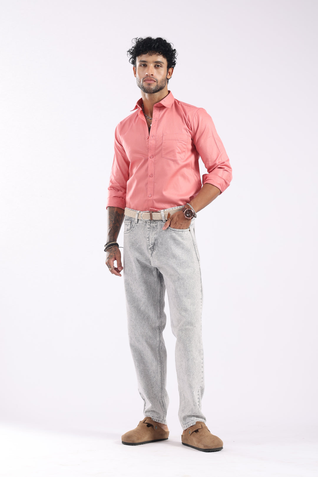 Peach Full Sleeve Casual Shirt
