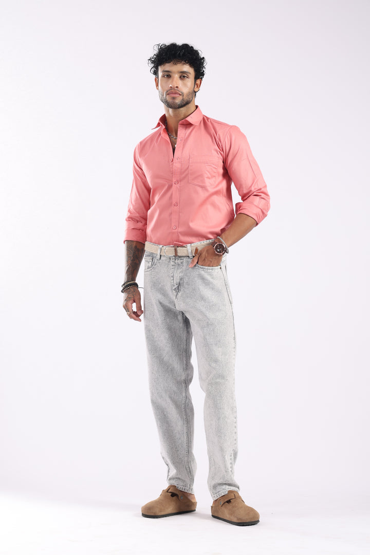 Peach Full Sleeve Casual Shirt