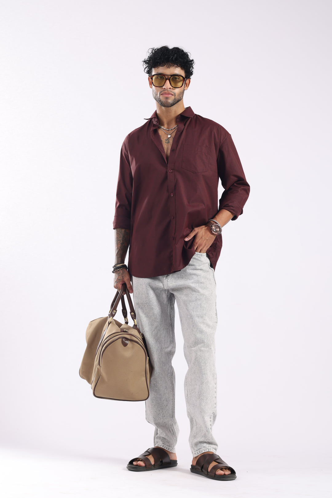Cotton Brown Casual Shirt