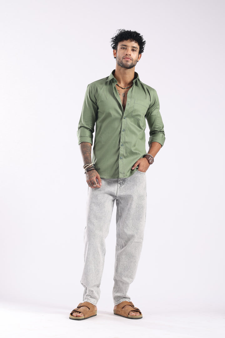 Green Full Sleeve Casual Shirt