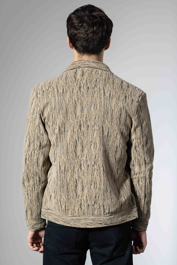 Brown Men Double Pocket Winter Overshirt