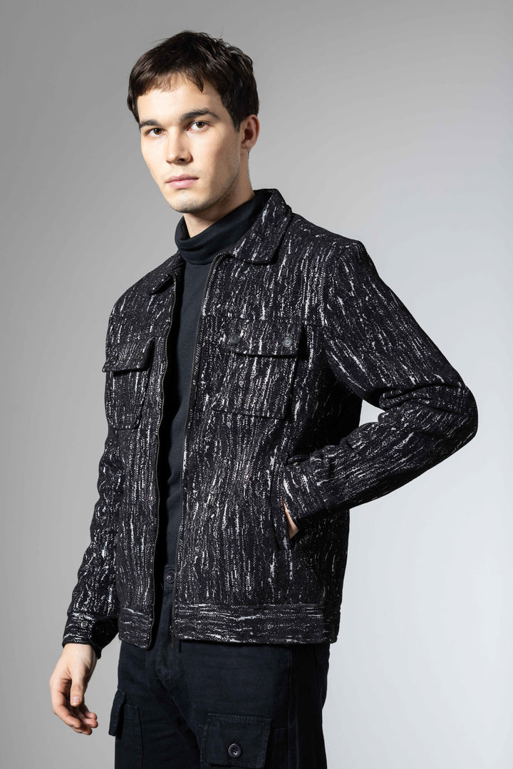 Black Men Double Pocket Winter Overshirt