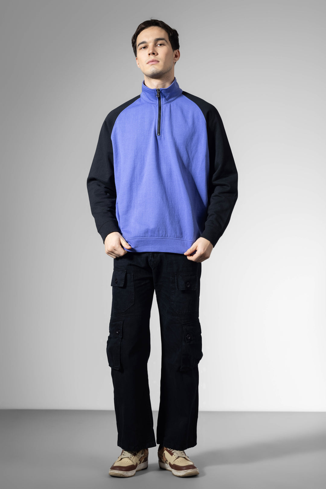 Drop shoulder colorblock sweatshirt