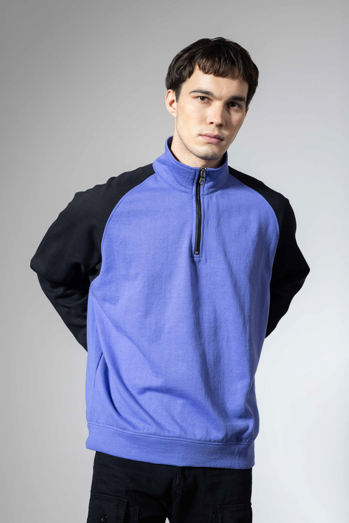 Drop shoulder colorblock sweatshirt