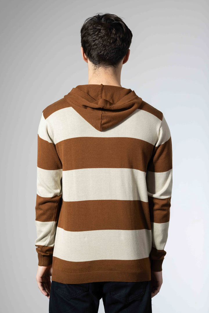 Brown Premium Flat Knit Hooded T-Shirt