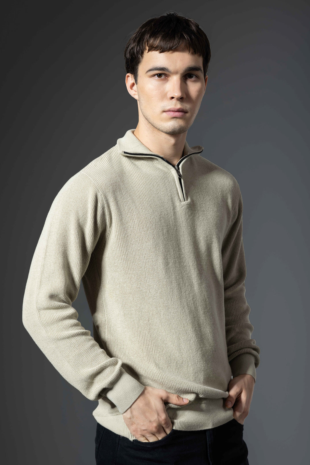 Cream Premium Flat Knit Pullover