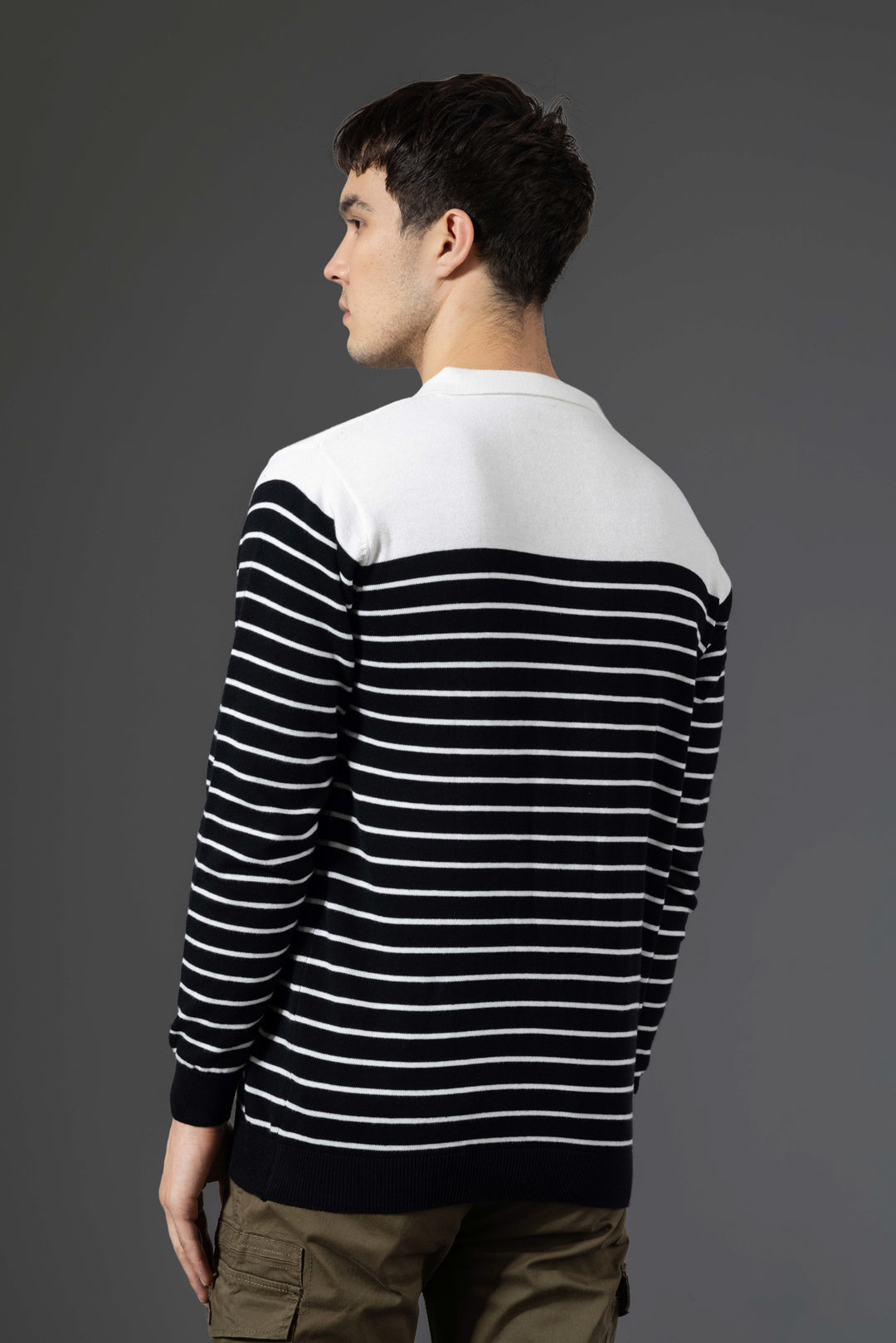 White Black Premium Flat Knit Polo T-Shirt